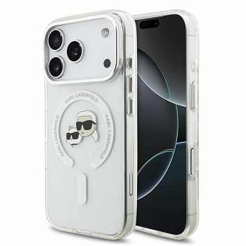 Karl Lagerfeld zadní kryt IML K&CH Heads Metal Frame MagSafe pro iPhone 18 Pro, bílý