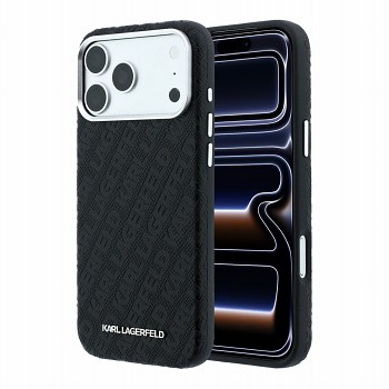 Karl Lagerfeld zadní kryt PU Grained Allover Semi Wrap MagSafe pro iPhone 18 Pro, černý
