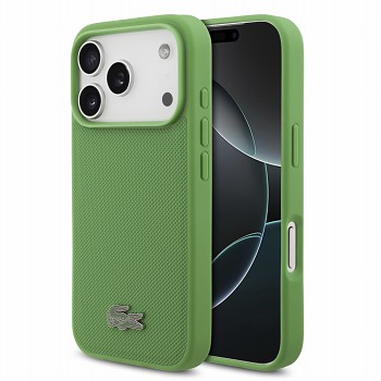 Lacoste zadní kryt z PVC Iconic Petit Pique Metal Logo MagSafe pro iPhone 18 Pro, estragonově zelený