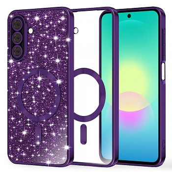 Techsuit kryt Luxury Glitter MagSafe pro Samsung Galaxy A27 5G tmavě fialový
