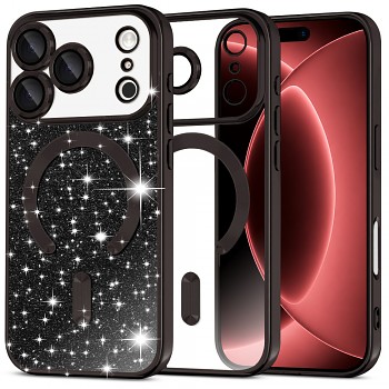 Techsuit kryt Luxury Glitter MagSafe pro iPhone 18 Pro Max / iPhone 17 Pro Max černý