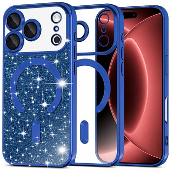 Techsuit kryt Luxury Glitter MagSafe pro iPhone 18 Pro Max / iPhone 17 Pro Max tmavě modrý