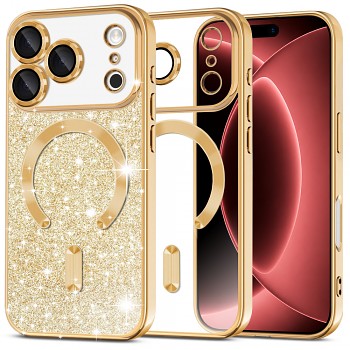 Techsuit kryt Luxury Glitter MagSafe pro iPhone 18 Pro Max / iPhone 17 Pro Max zlatý