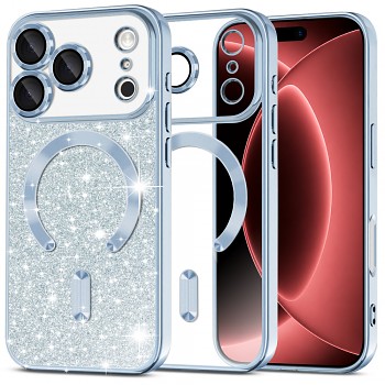 Techsuit kryt Luxury Glitter MagSafe pro iPhone 18 Pro Max / iPhone 17 Pro Max světle modrý