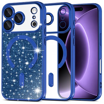 Techsuit kryt Luxury Glitter MagSafe pro iPhone 18 Pro / iPhone 17 Pro tmavě modrý
