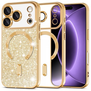 Techsuit kryt Luxury Glitter MagSafe pro iPhone 18 Pro / iPhone 17 Pro zlatý