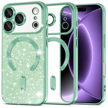 Techsuit kryt Luxury Glitter MagSafe pro iPhone 18 Pro / iPhone 17 Pro světle zelený
