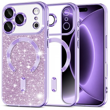 Techsuit kryt Luxury Glitter MagSafe pro iPhone 18 Pro / iPhone 17 Pro světle fialový