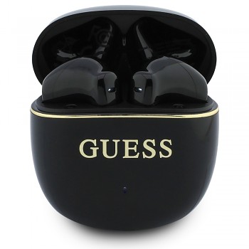 Guess bezdrátová sluchátka Glossy Gold Line Classic half-in-ear s Bluetooth a TWS v malém kulatém provedení černá