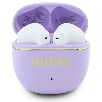 Guess bezdrátová sluchátka Glossy Gold Line Classic half-in-ear s Bluetooth a TWS v malém kulatém provedení fialová