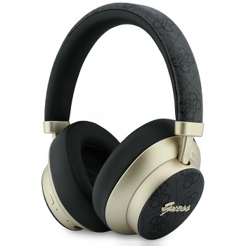 Guess bezdrátová náhlavní sluchátka 4G Gold Script Metal s Bluetooth 5.4 zabudovaným mikrofonem ENC a baterií 300 mAh černá