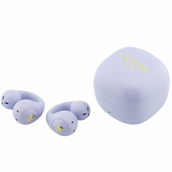 Guess bezdrátová sluchátka Mini Classic s otevřenou konstrukcí Bluetooth TWS a sportovním designem fialová