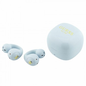 Guess bezdrátová sluchátka Mini Classic s otevřenou konstrukcí Bluetooth TWS a sportovním designem tyrkysová