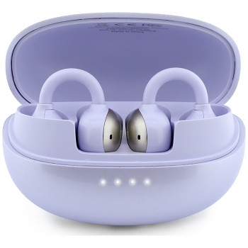 Guess bezdrátová otevřená sluchátka OWS Classic s metalickým povrchem a pokovenými prvky Bluetooth 5.4 a baterií 300 mAh fialová