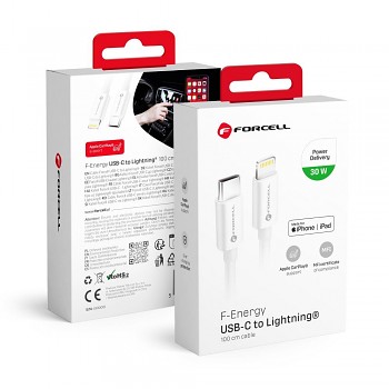 Kabel USB-C na Lightning Forcell F-Energy MFi PD 3A 30W 1 m C901 bílý