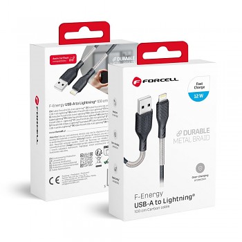 Kabel USB-A na Lightning Forcell F-Energy 2.4A 12W Carbon 1 m CB-01A černý