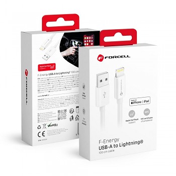 Kabel USB-A na Lightning Forcell F-Energy MFi 2.4A 12W 1 m C703 bílý