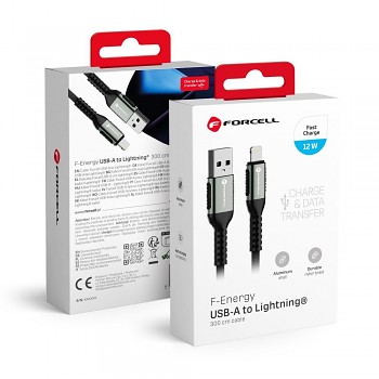 Kabel USB-A na Lightning Forcell F-Energy 2.4A 12W Cafule 3 m C257 černý