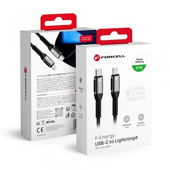 Kabel USB-C na Lightning Forcell F-Energy PD 3A 27W Cafule 3 m C259 černý