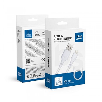Kabel USB-A na Lightning Blue Star 2.4A 1 m DC-001AL2.4 bílý