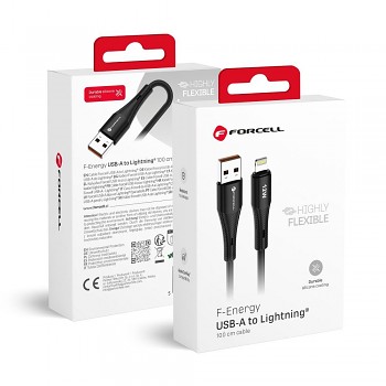 Kabel USB-A na Lightning Forcell F-Energy 2.4A 12W Silicone 1 m C343 černý