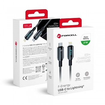 Kabel USB-C na Lightning Forcell F-Energy PD 3A 27W Digital 1.2 m C276 černý