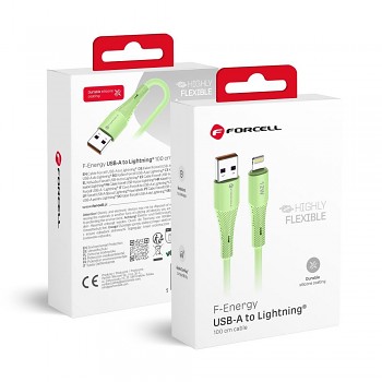 Kabel USB-A na Lightning Forcell F-Energy 2.4A 12W Silicone 1 m C343 zelený