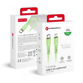 Kabel USB-C na Lightning Forcell F-Energy PD 3A 27W Silicone 1 m C346 zelený