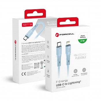Kabel USB-C na Lightning Forcell F-Energy PD 3A 27W Silicone 1 m C346 modrý