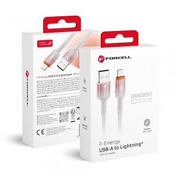 Kabel USB-A na Lightning Forcell F-Energy 2.4A 12W Gradient 1 m C353 bílý
