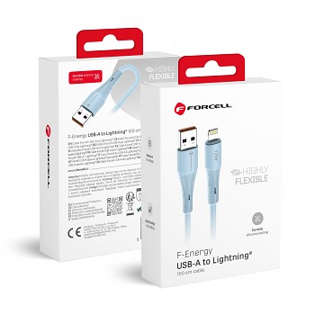 Kabel USB-A na Lightning Forcell F-Energy 2.4A 12W Silicone 1 m C343 modrý