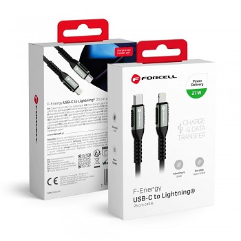 Kabel USB-C na Lightning Forcell F-Energy PD 3A 27W Cafule 0.25 m C259 černý