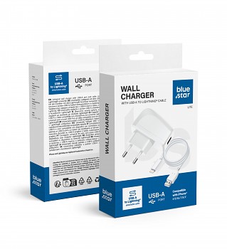 Síťová nabíječka Blue Star Lite USB-A 1A 5W + kabel USB-A na Lightning TFK-TC-1095B bílá