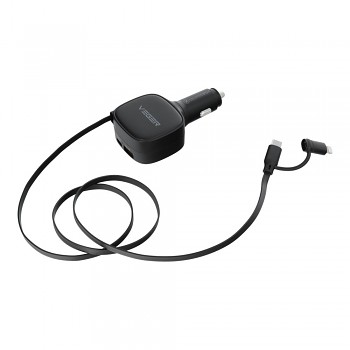 Nabíječka do auta VEGER USB-C + kabel USB-C/ Lightning QC PD 84W CC89 černá