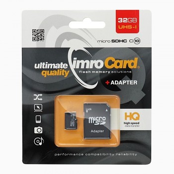 IMRO paměťová karta microSD 32GB 100MB/s class 10 UHS I s adaptérem SD