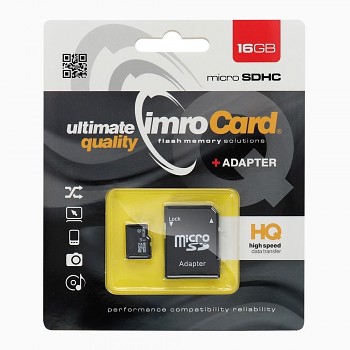 IMRO paměťová karta microSD 16GB 100MB/s class 10 UHS I s adaptérem SD