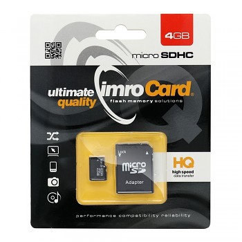 IMRO paměťová karta microSD 4GB 100MB/s class 10 UHS I s adaptérem SD