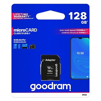 GOODRAM paměťová karta microSD 128GB 100MB/s class 10 UHS I s adaptérem SD