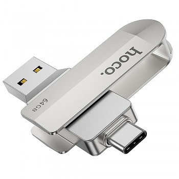 Flash disk 64GB USB 3.0 (USB-A + USB-C) Hoco UD10 stříbrná