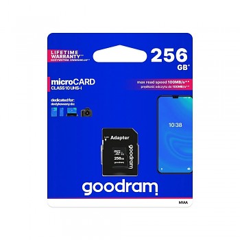 GOODRAM paměťová karta microSD 256GB 100MB/s class 10 UHS I s adaptérem SD