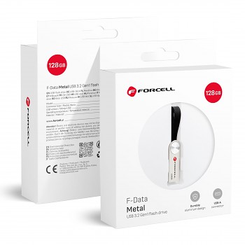 Flash disk 128GB USB 3.2 Gen 1 (USB-A) Forcell F-Data Metal stříbrná