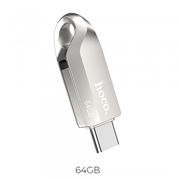 Flash disk Hoco UD8 USB 3.0 USB-A + USB-C 64 GB niklový