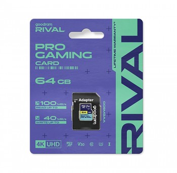 GOODRAM RIVAL paměťová karta microSD 64GB 100MB/s class 10 UHS-I V30 s adaptérem SD
