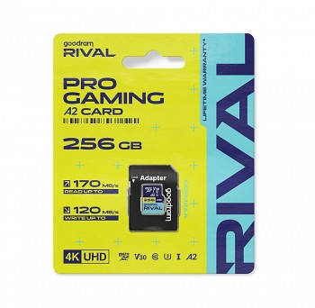 GOODRAM RIVAL paměťová karta microSD 256GB 100MB/s class 10 UHS-I V30 A2 s adaptérem SD