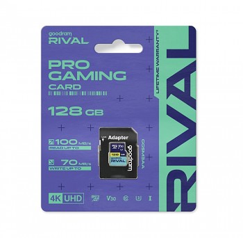 GOODRAM RIVAL paměťová karta microSD 128GB 100MB/s class 10 UHS-I V30 s adaptérem SD