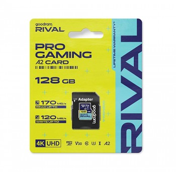 GOODRAM RIVAL paměťová karta microSD 128GB 100MB/s class 10 UHS-I V30 A2 s adaptérem SD