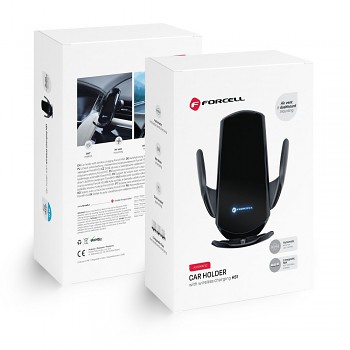 Bezdrátový car držák telefonu automatic Forcell F-Grip HS1 Qi 15W čelní sklo/ větrací mřížku černý
