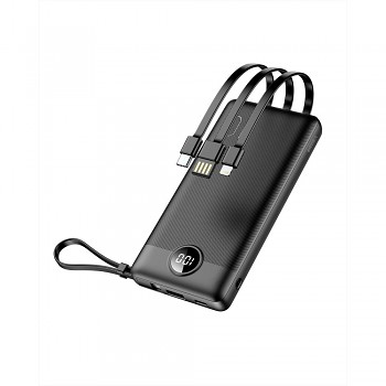 Powerbank Veger C10 (W1116) 10000 mAh s built-in Micro-USB cables/ Typ C/ Lightning černá