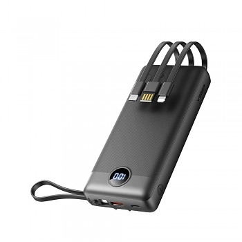 Powerbank Veger C20 (W2047/ W2059) 20000 mAh s built-in Micro-USB cables/ USB-C/ Lightning černá