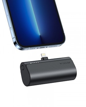 Powerbank Veger PlugOn (W0556P) PD QC3.0 3A 20W 5000 mAh s a built-in connector Lightning černá